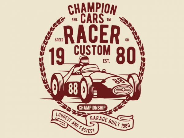 Champion Cars Racer tshirt design Champion Cars Racer tshirt design