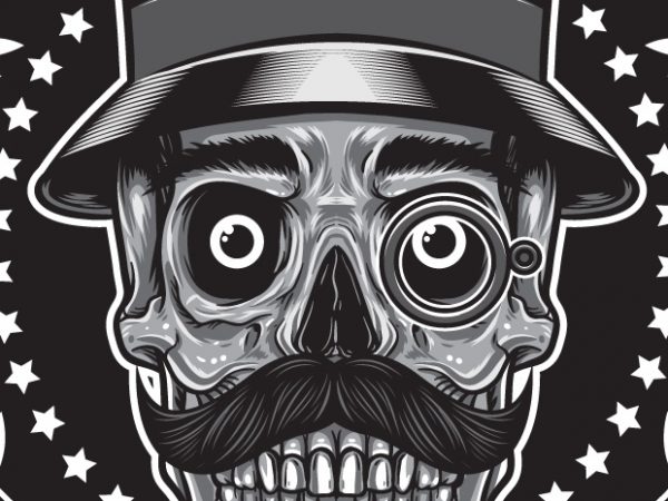 Gentleman Club – Skull t shirt design template Gentleman Club – Skull t shirt design template