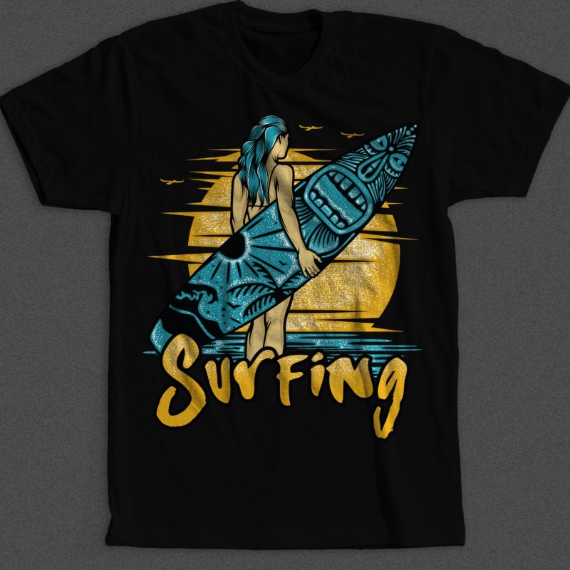 Surfing T Shirt Template Vector