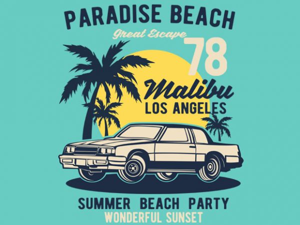 Paradise Beach t shirt illustration Paradise Beach t shirt illustration