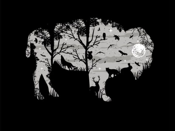 Wild Bison t shirt design for sale Wild Bison t shirt design for sale