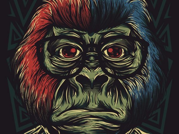 Nerd Monkey T shirt vector artwork Nerd Monkey T shirt vector artwork